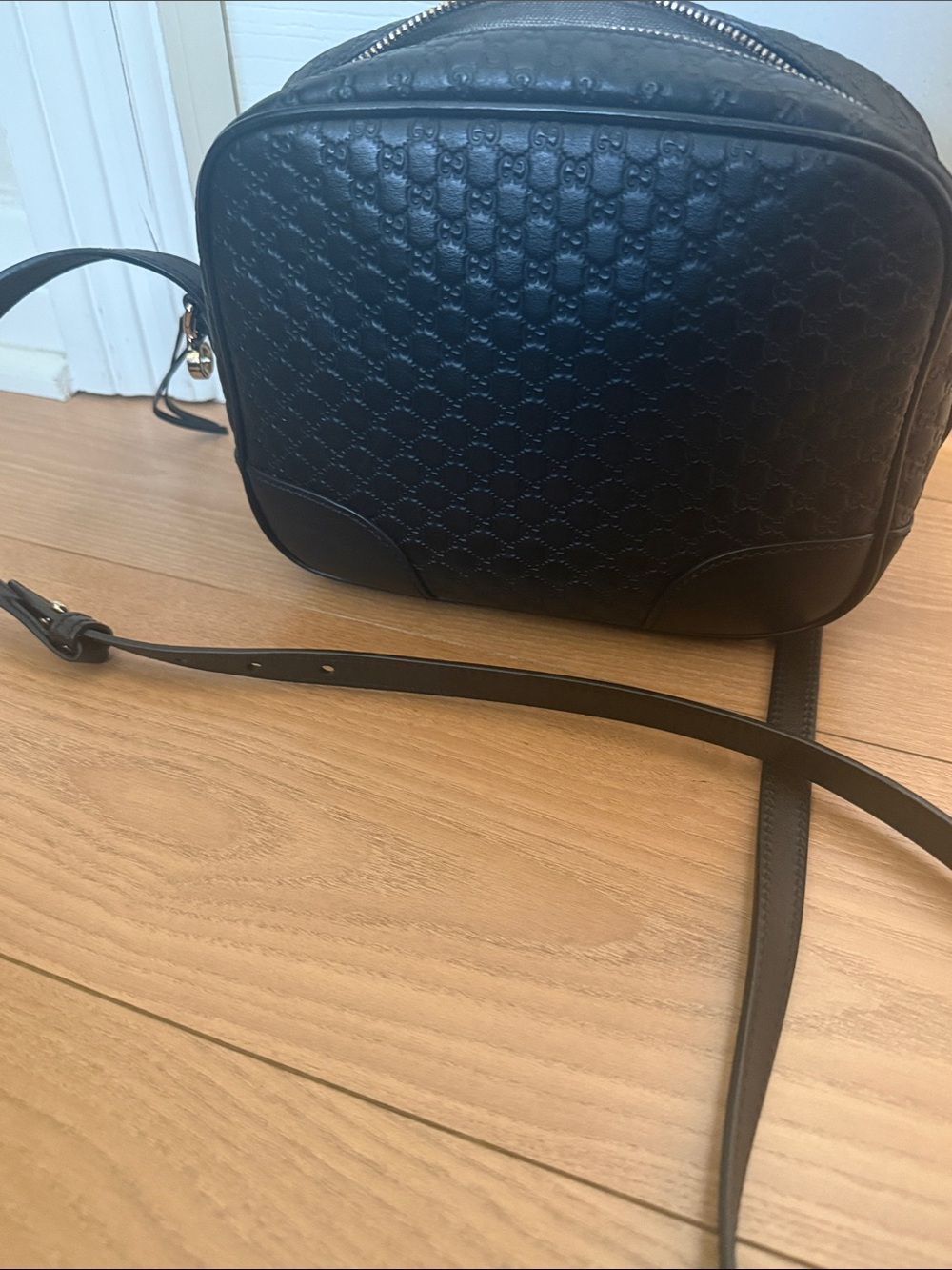 Gucci Embossed Leather Crossbody Bag in Black